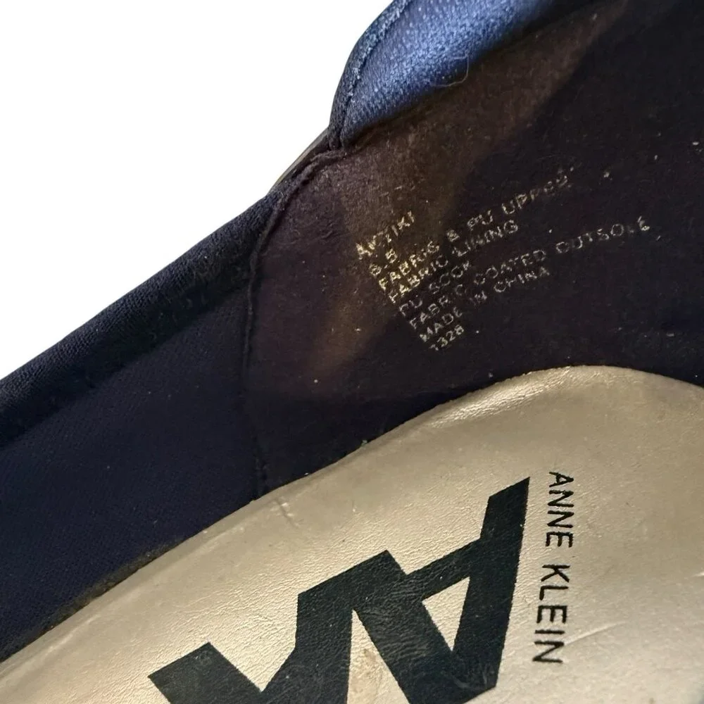 Anne Klein Sport Blue Glittering Criss Cross Strap Accent Slip On Wedges 8.5 - Picture 7 of 8